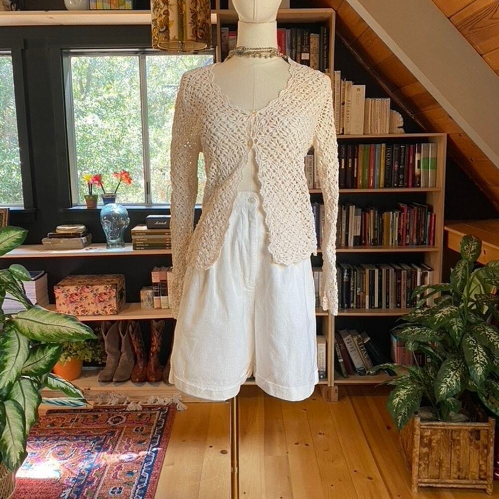 90s Shorts Linen Cotton White